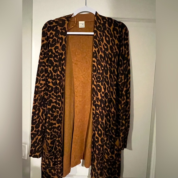 ❌SOLD❌1X Terra & Sky Leopard Print Cardigan - Picture 1 of 6
